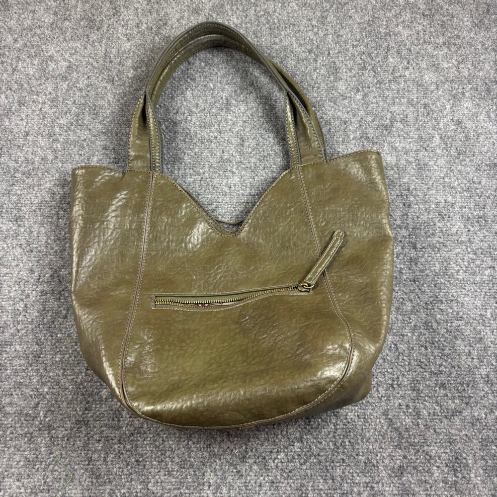 ANTHROPOLOGIE Green Vegan Leather Alice Springs Tote Purse Bag - Picture 2 of 10